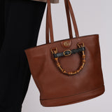 Gucci Calfskin Bamboo Medium Diana Round Tote