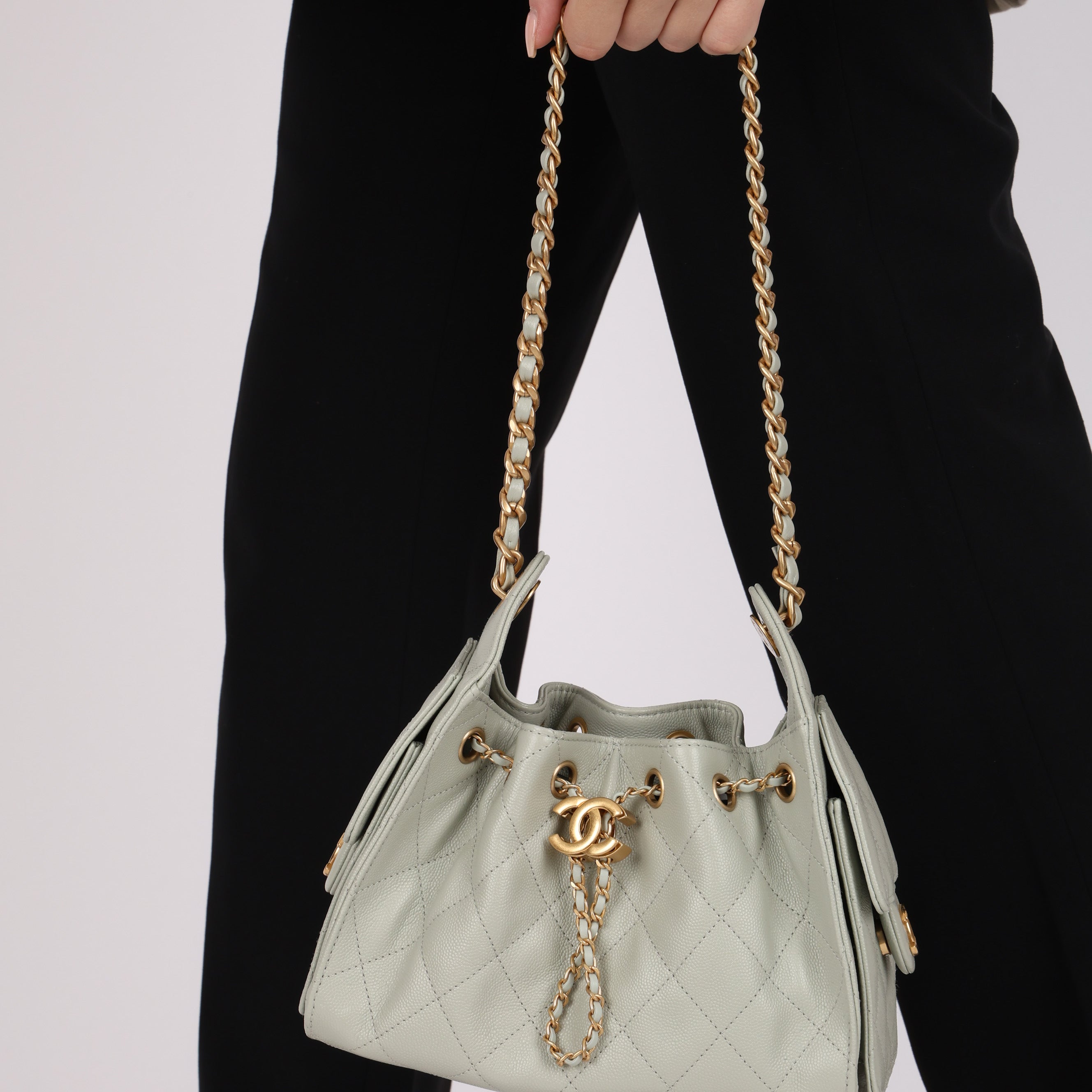 Limited Edition Chanel Mini 25 Light Sage Caviar 2026 AGHW
