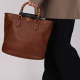 Gucci Calfskin Bamboo Medium Diana Round Tote