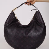 Gucci Chocolate Horsebit Embossed Calfskin Glam Hobo