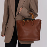 Gucci Calfskin Bamboo Medium Diana Round Tote