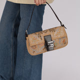 Rare Fendi Linen Swarovski Crystal Floral Baguette