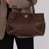 Chanel 2005 Chocolate Executive Cerf Medium Tote 24K GP