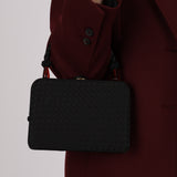 Bottega Veneta Ink Satin Intrecciato Tortoise Shell Top Handle Bag