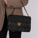 Chanel 1996 Lambskin XL Logo Jumbo Single Flap 24K GP