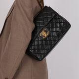 Chanel 1996 Lambskin XL Logo Jumbo Single Flap 24K GP