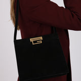 Gucci Black Suede Square G Shoulder Bag