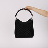 Gucci GG Monogram Suede Bamboo Hobo