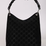 Gucci GG Monogram Suede Bamboo Hobo
