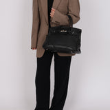 Rare Hermès 2001 Noir Taurillon Clemence Retourne Birkin 35 Brushed PHW