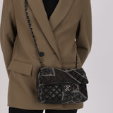 Rare Chanel Small Single Flap Black Patchwork Lambskin 2011 SHW
