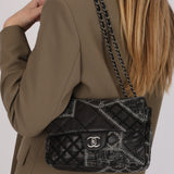 Rare Chanel Small Single Flap Black Patchwork Lambskin 2011 SHW