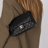 Chanel Medium Classic Double Flap Black Lambskin 1991 24K GP