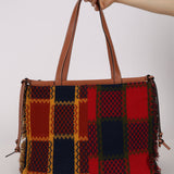 Loewe Multicolor Tartan Wool and Leather Cushion Tote