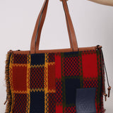 Loewe Multicolor Tartan Wool and Leather Cushion Tote