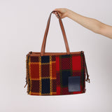 Loewe Multicolor Tartan Wool and Leather Cushion Tote