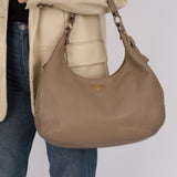 Prada Beige Leather Vitello Hobo