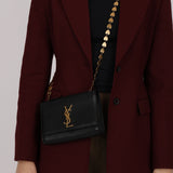Limited Edition Saint Laurent Black Kahala Heart Chain Kate Shoulder Bag