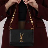 Limited Edition Saint Laurent Black Kahala Heart Chain Kate Shoulder Bag