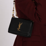 Limited Edition Saint Laurent Black Kahala Heart Chain Kate Shoulder Bag