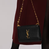 Limited Edition Saint Laurent Black Kahala Heart Chain Kate Shoulder Bag