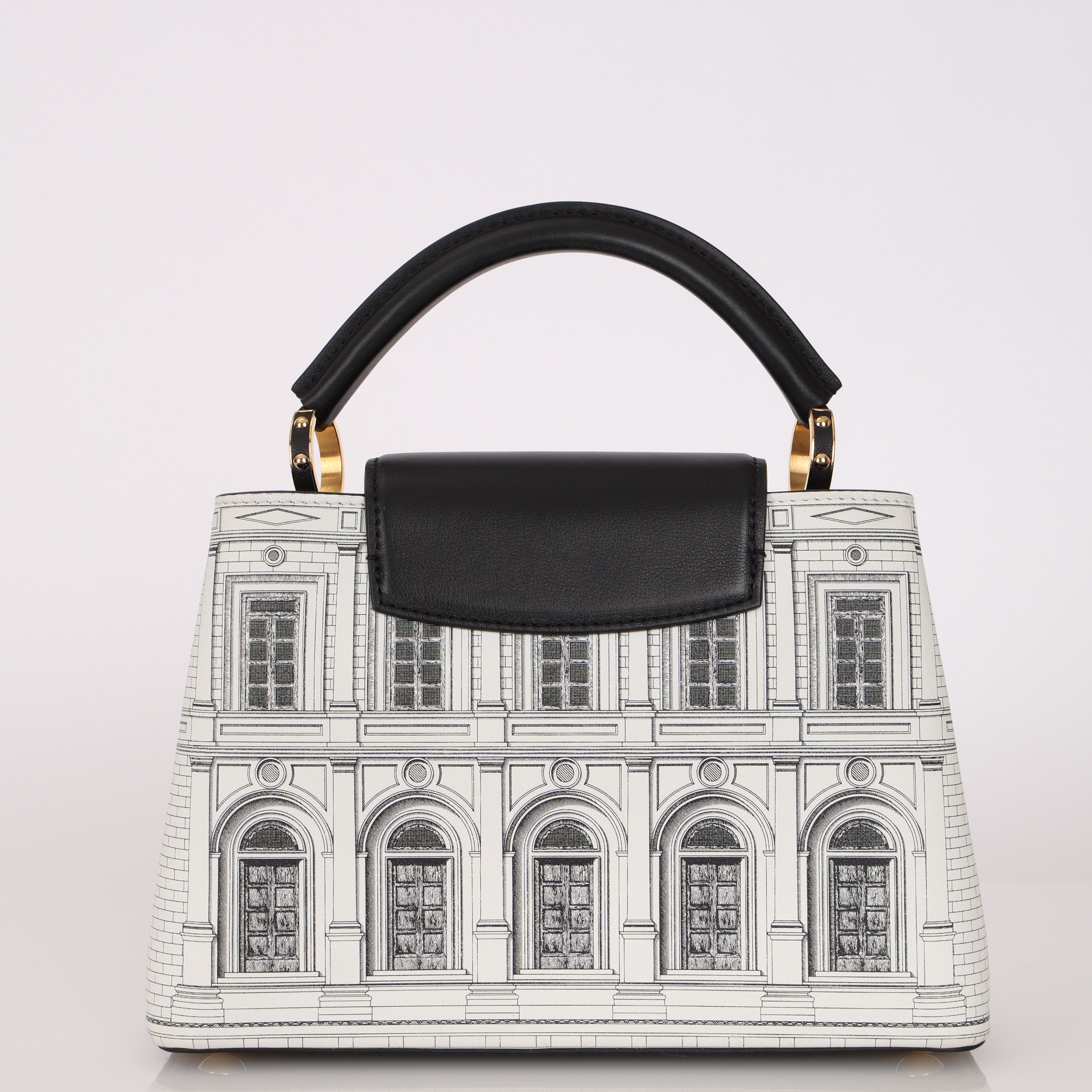 Ultra-Rare Louis Vuitton x Fornasetti Architettura Capucines BB Silk-Screen 2021 SHW