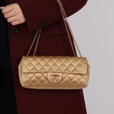 Chanel 2008 Gold Satin Precious Jewels East West Flap Bag