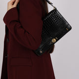 Dior 1980s Gold Crocodile Embossed Shoulder Bag