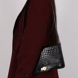 Dior 1980s Gold Crocodile Embossed Shoulder Bag