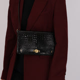 Dior 1980s Gold Crocodile Embossed Shoulder Bag