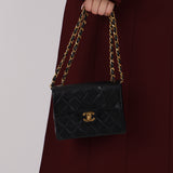 Chanel 1990s Lambskin Mini Square Flap Bag 24K GP