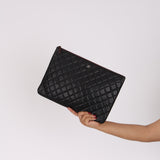Chanel Large Quilted O-Case Black Lambskin 2012 SHW