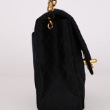Rare Chanel Mini Square Flap Bijoux Chain Black Satin 1994 24K GP