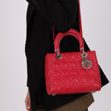 Dior 2015 Raspberry Lambskin Cannage Small Lady Dior