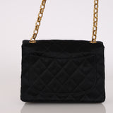Rare Chanel Mini Square Flap Bijoux Chain Black Satin 1994 24K GP