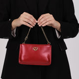 Gucci Red Leather Interlocking GG Heart Pochette