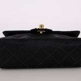 Rare Chanel Mini Square Flap Bijoux Chain Black Satin 1994 24K GP