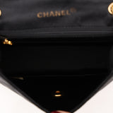 Rare Chanel Mini Square Flap Bijoux Chain Black Satin 1994 24K GP