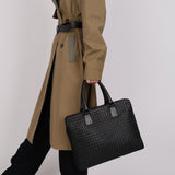 Vintage Bottega Veneta Black Intrecciato Milano Sac De Document