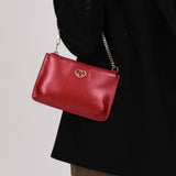 Gucci Red Leather Interlocking GG Heart Pochette