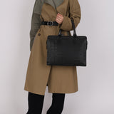 Vintage Bottega Veneta Black Intrecciato Milano Sac De Document