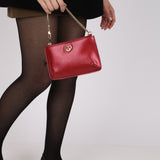 Gucci Red Leather Interlocking GG Heart Pochette