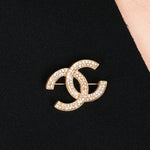 Vintage Chanel Coco Mark Brooch GP Rhinestone 24K GP