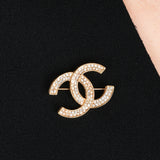 Vintage Chanel Coco Mark Brooch GP Rhinestone 24K GP