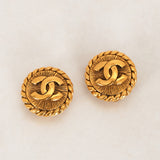Chanel Coco Mark Round Earrings 24K GP