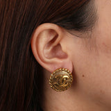 Chanel Coco Mark Round Earrings 24K GP