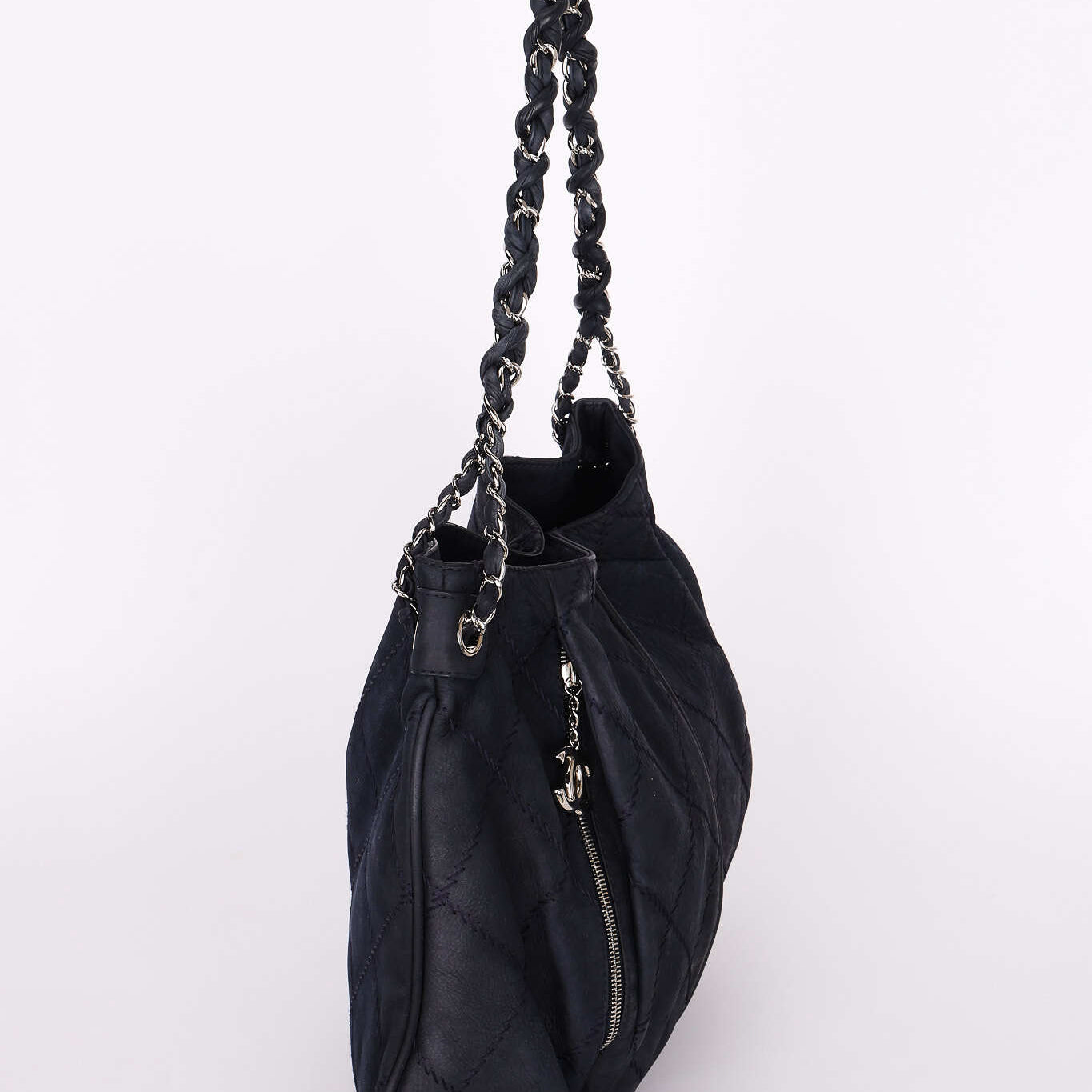 Chanel Stitch Double Zip Hobo Navy Culatta 2013 SHW