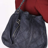 Chanel Stitch Double Zip Hobo Navy Culatta 2013 SHW