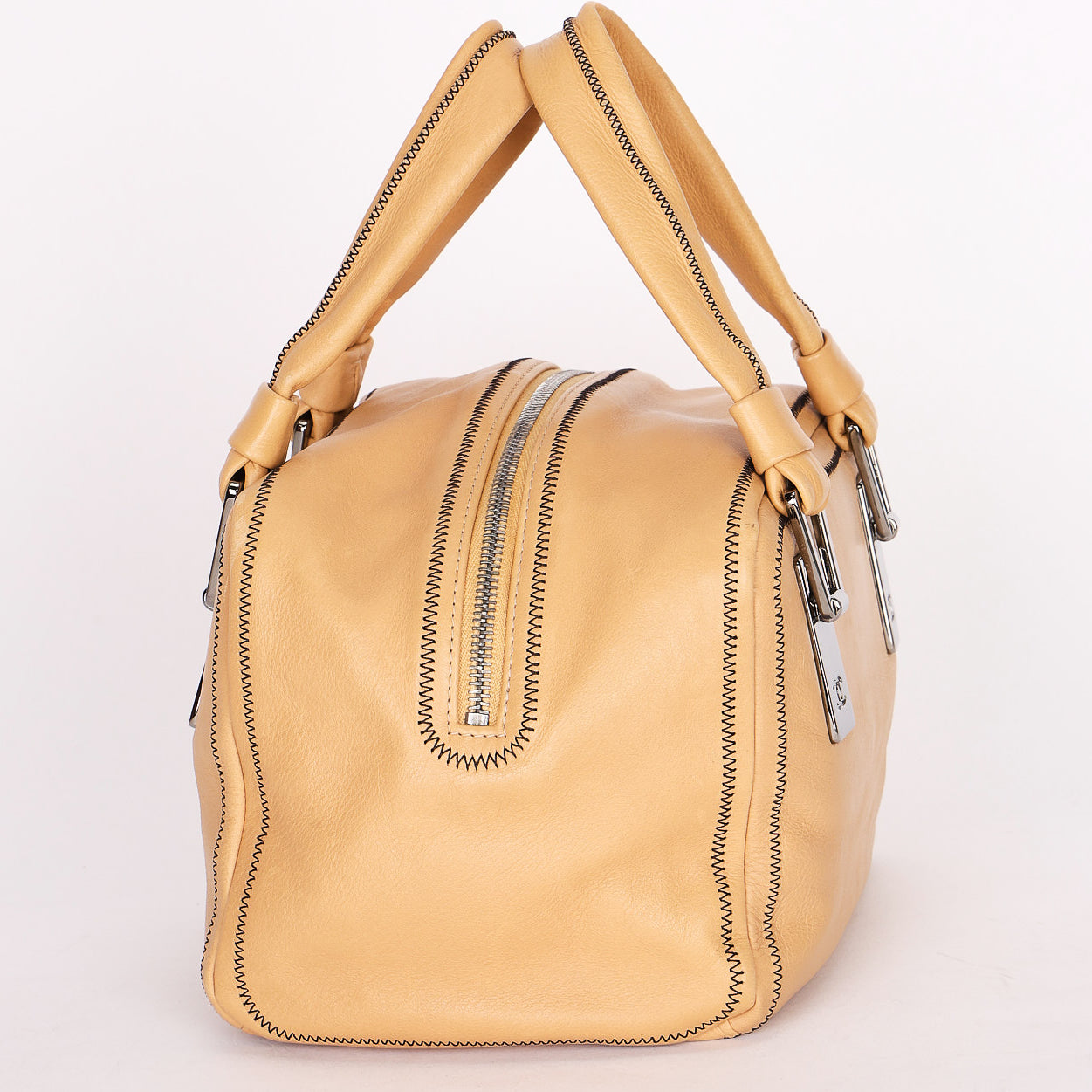 Chanel Stitched Bowler Bag Beige Calfskin DSHW