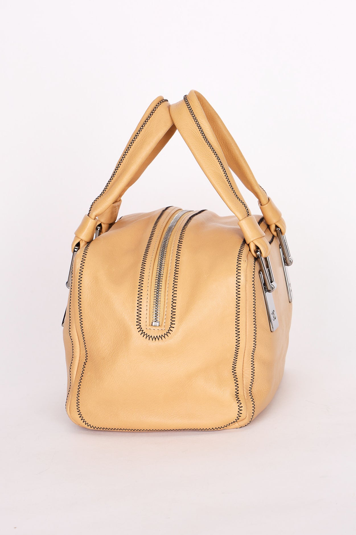 Chanel Stitched Bowler Bag Beige Calfskin DSHW